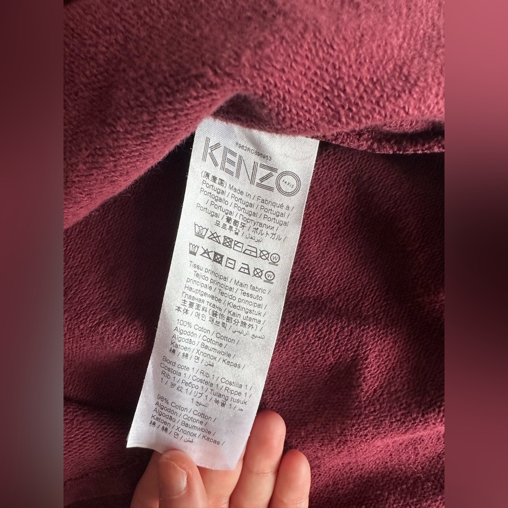 Kenzo Paris Burgundy Logo Sweatshirt Dress – Size M – Embroidered Back Graphic – - Picture 10 of 10